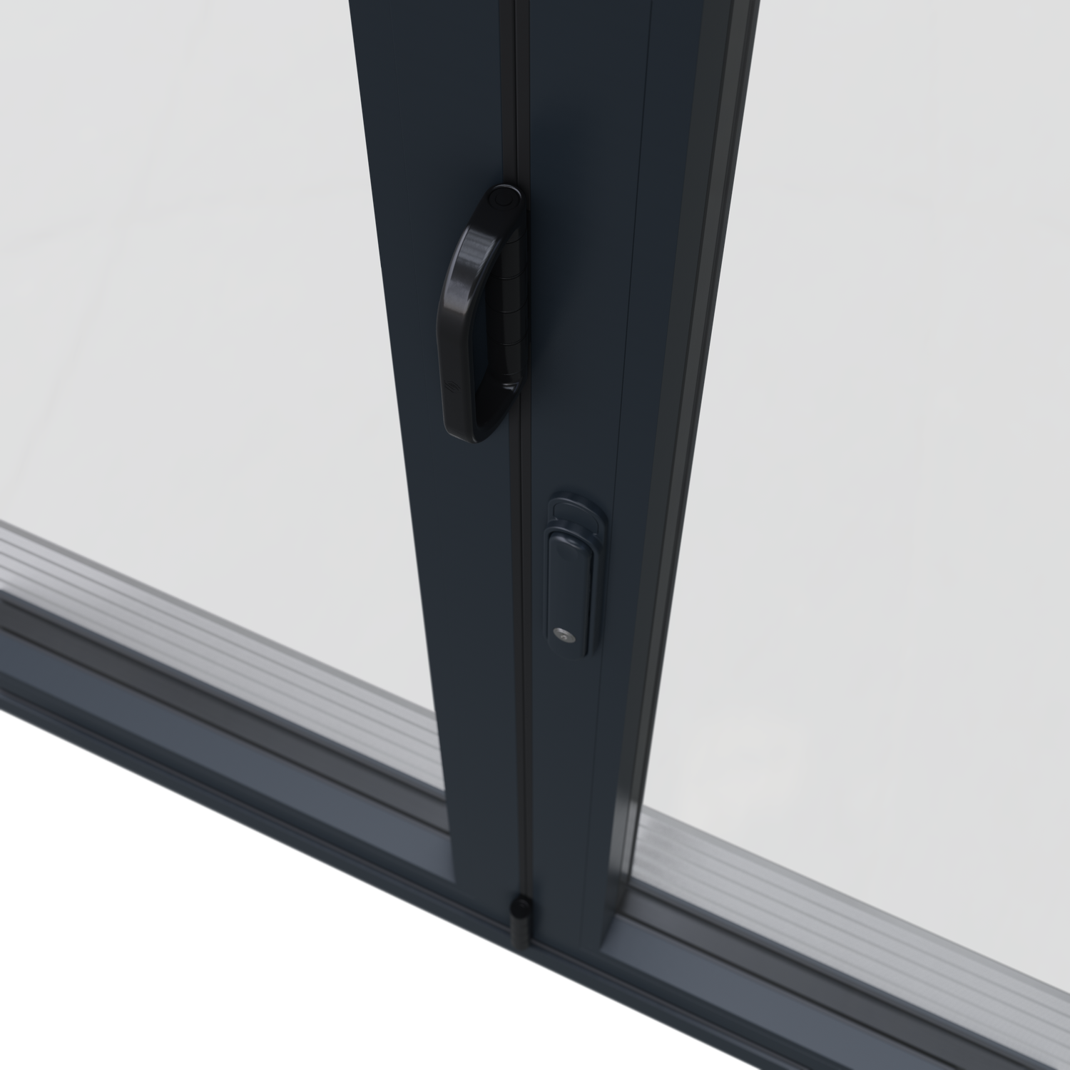 Image showing the bifolding door sightlines and sash to sash hardware from above 