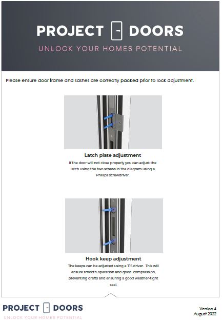 Image thumbnail of the bifolding door lock adjustment guides front page