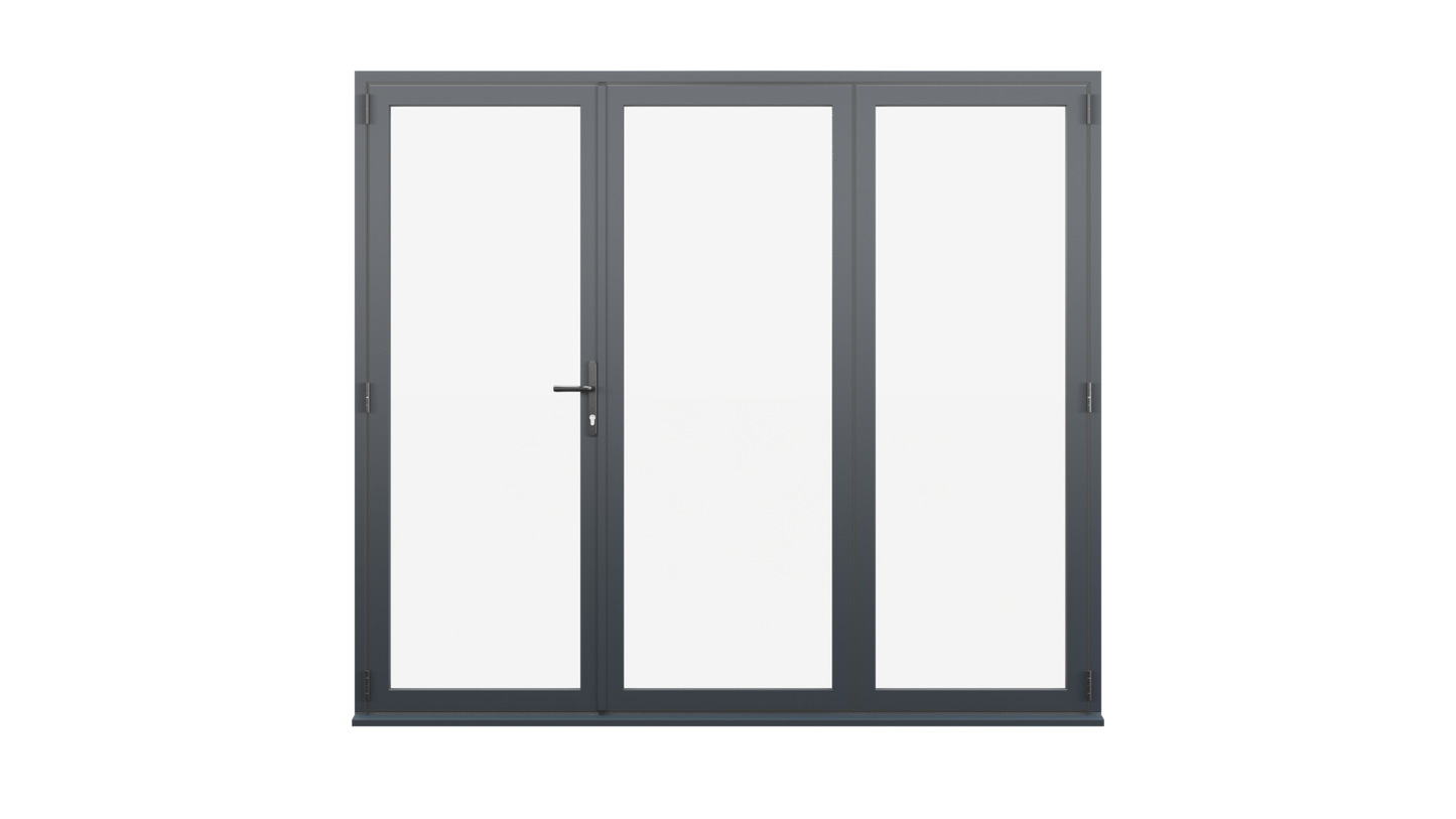 Closed View - Anthracite Grey Aluminium Bifold Door - 2700mm x 2100mm - One Master to Left, Two Folding to the Right | 3-2-1