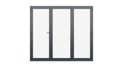 Closed View - Anthracite Grey Aluminium Bifold Door - 2700mm x 2100mm - One Master to Left, Two Folding to the Right | 3-2-1