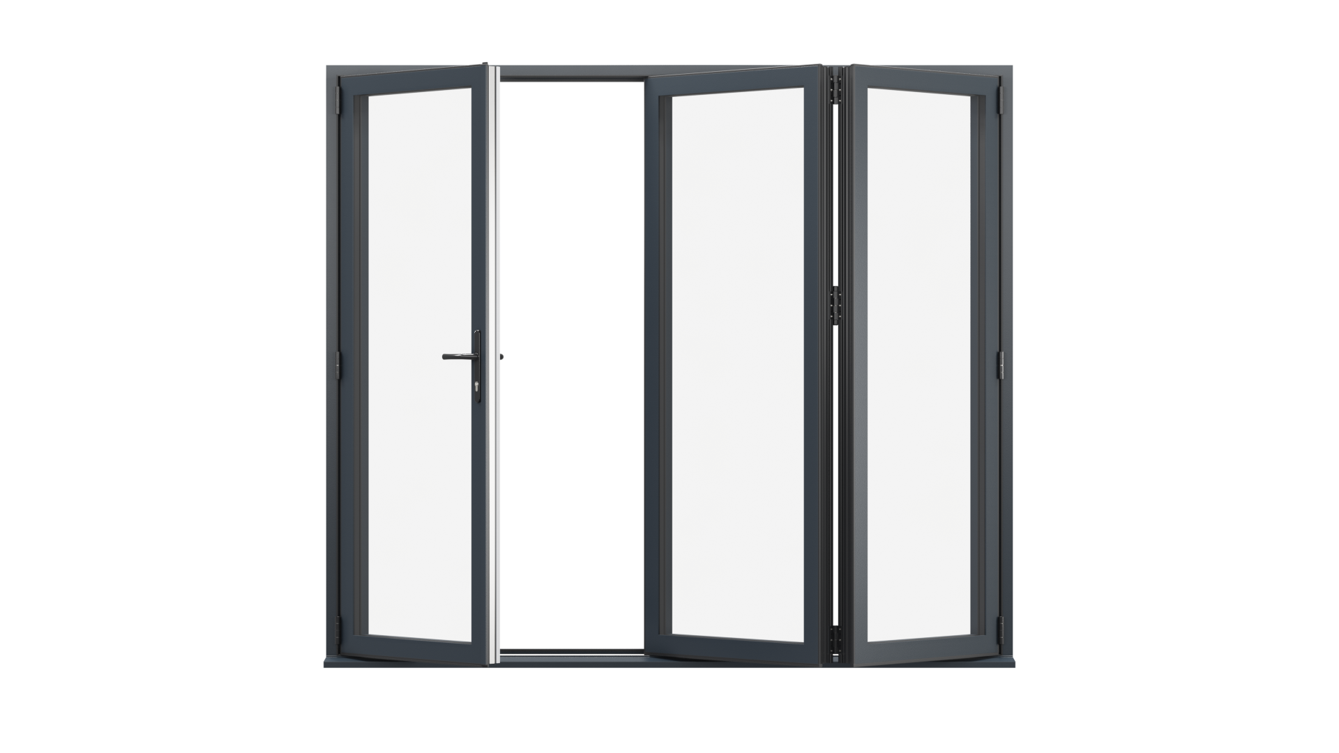 Open View - Anthracite Grey Aluminium Bifold Door - 3000mm x 2100mm - One Master to Left, Two Folding to the Right | 3-2-1