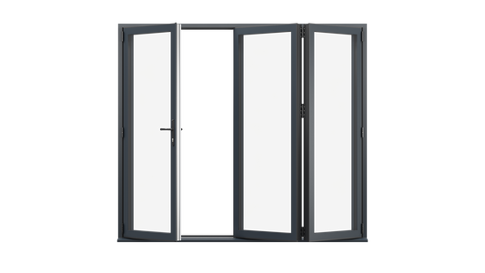 Open View - Anthracite Grey Aluminium Bifold Door - 3000mm x 2100mm - One Master to Left, Two Folding to the Right | 3-2-1