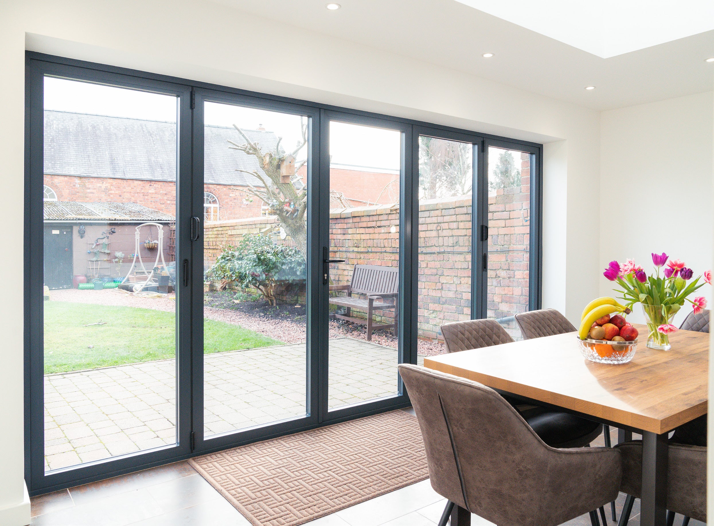 Image of a Sheerline Prestige bifolding door in grey