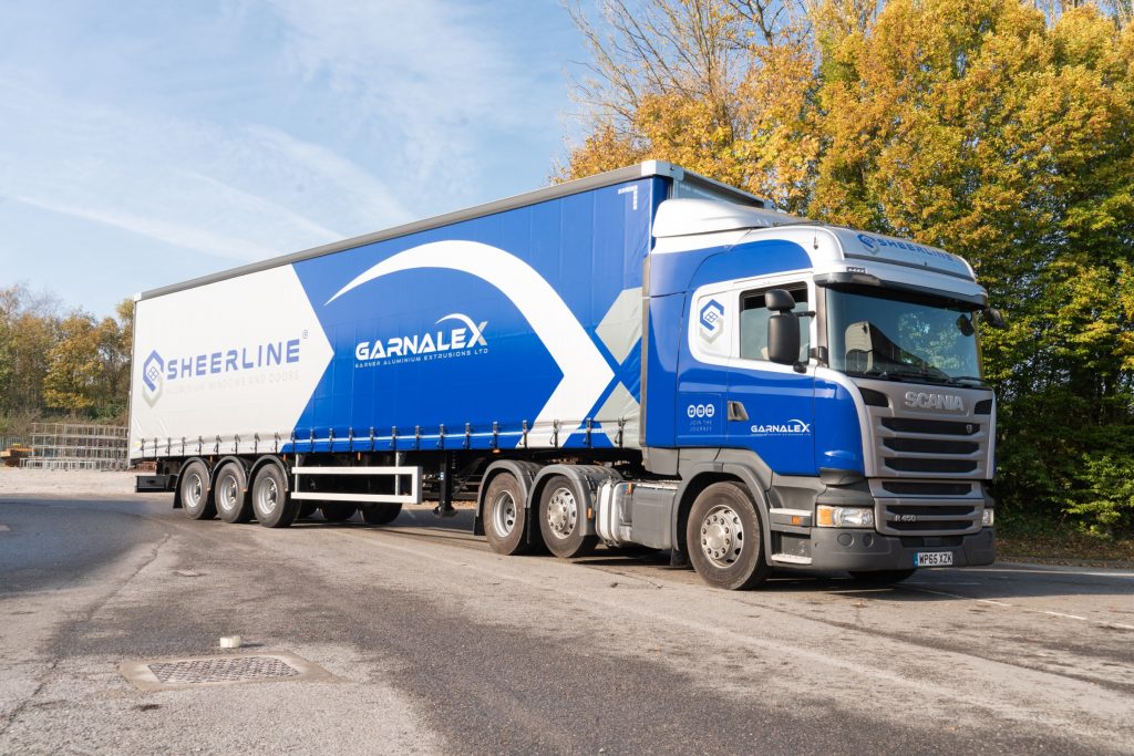 Image of a HGV delivery vehicle for Sheerline aluminium profile