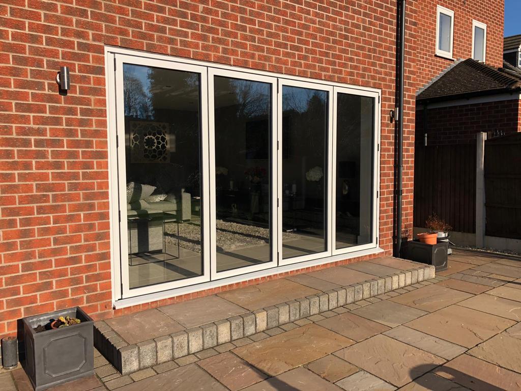 White Aluminium Bifolding Door - 3600mm x 2100mm - All Folding to the Right | 4-4-0