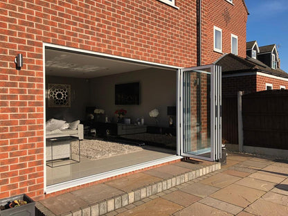 White Aluminium Bifolding Door - 4500mm x 2100mm - All Folding to the Right | 4-4-0